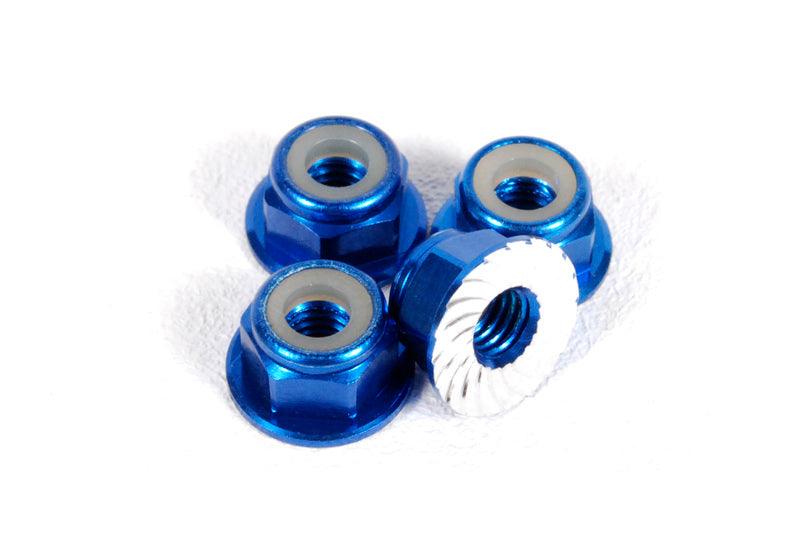 Axial AXA1046 Wheel Nut M4 Serrated Blue (4) Score SCX10 II - PowerHobby