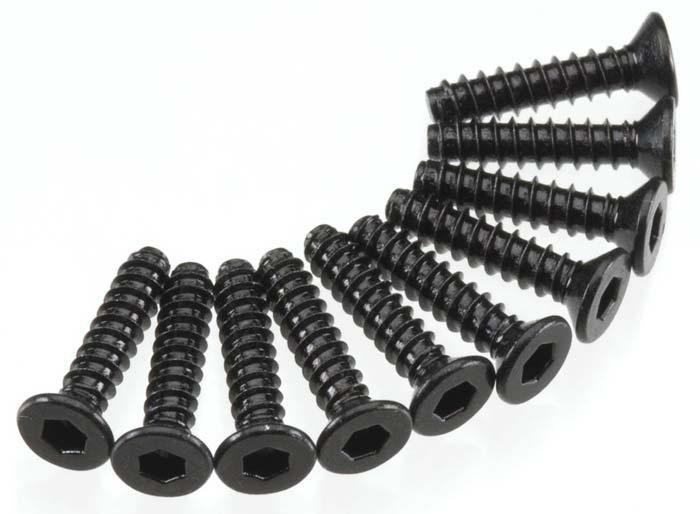 Axial AX1260 SCX10 2.5x12mm Self Tapping Flat Head Screw Black (10) - PowerHobby