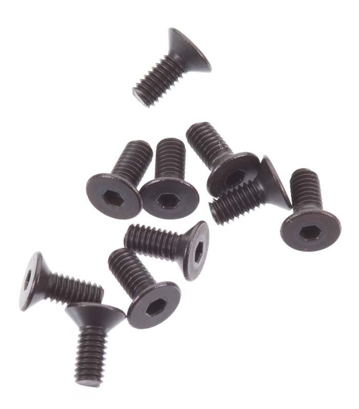 Axial AXA1264 Flat Head Screw M2.5x6mm Black (10) - PowerHobby