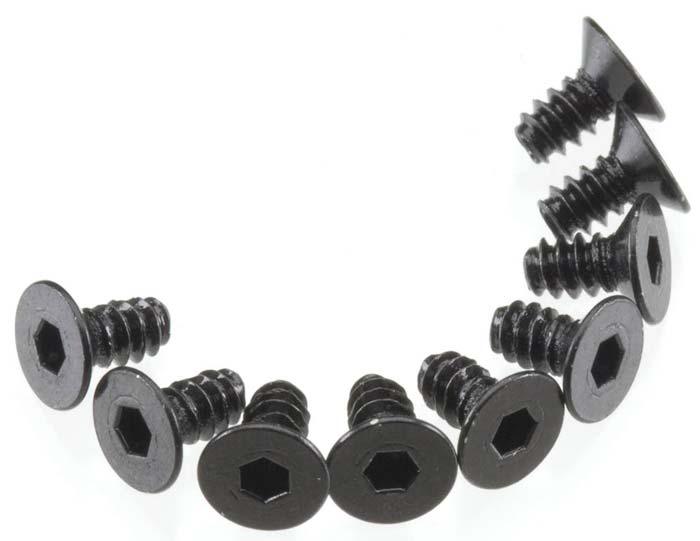 Axial AX463 SCX10 Wraith Hex 3x6mm Self Tapping Flat Head Screws Black (10) - PowerHobby