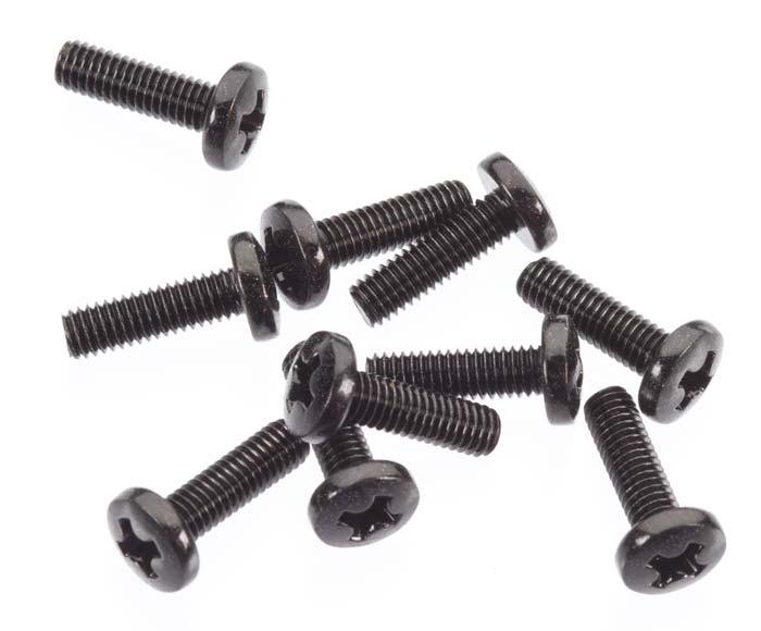 Axial AX665 SCX10 3x10mm Binder Head Black (10) - PowerHobby