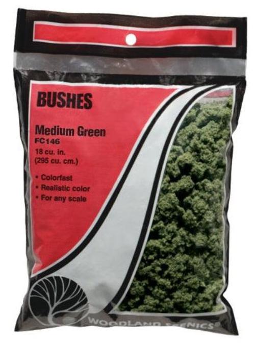 Woodland Scenics FC146 Bushes Clump Foliage Medium Green Bag Train Scenery - PowerHobby