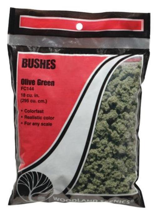 Woodland Scenics FC144 Bushes Clump Foliage Olive Green Bag Train Scenery - PowerHobby