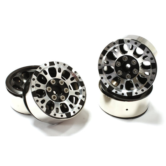 Integy C25405BLACK High Mass 1.9 Size Alloy 8 Spoke Beadlock 4 Wheel for Crawler - PowerHobby