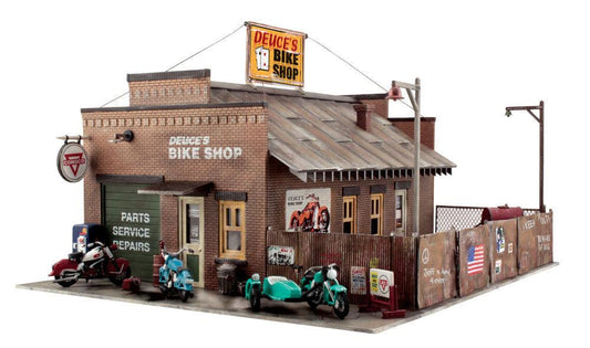 Woodland Scenics BR5045 HO Train Figures Deuce's Cycle Shop Built-&-Ready - PowerHobby