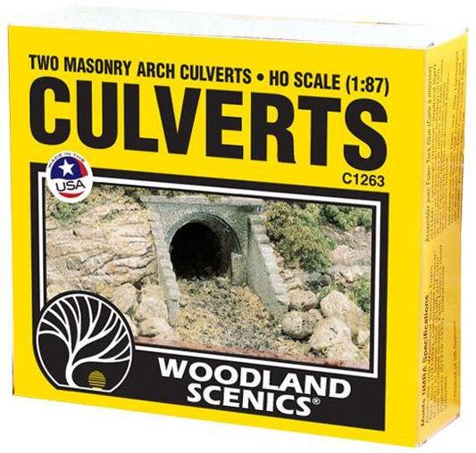 Woodland Scenics C1263 HO Masonry Arch Culvert (2) Train Scenery - PowerHobby