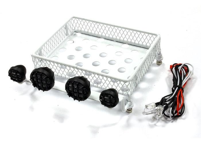 Integy C25004WHITE Metal Luggage Tray w/ LED Spot Light Set (4) Rock Crawler - PowerHobby