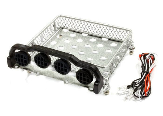 Integy C25005SILVER V2 Metal Luggage Tray w/ LED Spot Light Set (4) Rock Crawler - PowerHobby