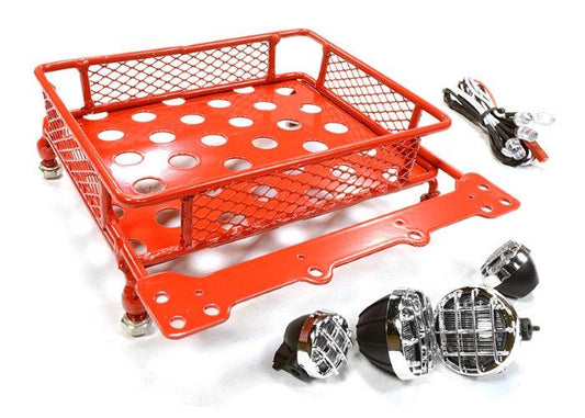 Integy C25006RED V3 Metal Luggage Tray w/ LED Spot Light Set (4) Rock Crawler - PowerHobby