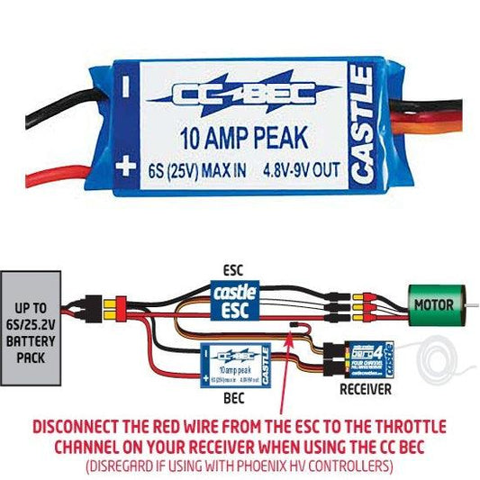 Castle Creations 0400 BEC 10A 6S Switching Regulator Battery Eliminator - PowerHobby