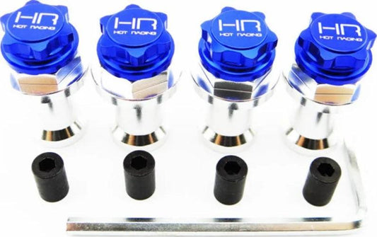 Hot Racing Hd Blue 17mm Clod Buster Wheels Adapter with Serrated Wheel Nuts - PowerHobby