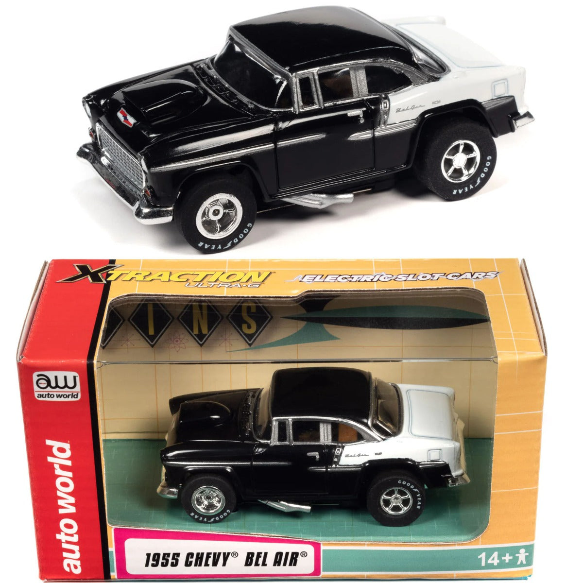 Auto World 1955 Chevy Bel Air Black 55' Exclusive HO slot car Limited Edition - PowerHobby