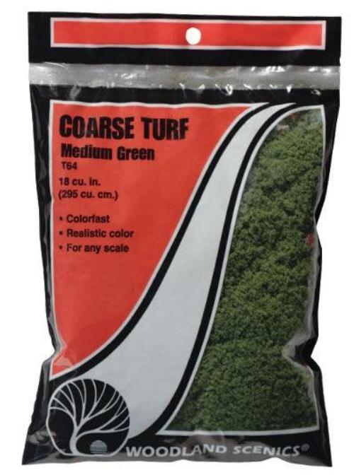 Woodland Scenics T64 Turf Fine Coarse Medium Grass Bag Train Scenery - PowerHobby