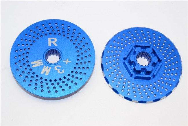 GPM ALUMINUM REAR WHEEL HEX CLAW +3MM WITH BRAKE DISK TRAXXAS X-MAXX 4X4 BLUE - PowerHobby