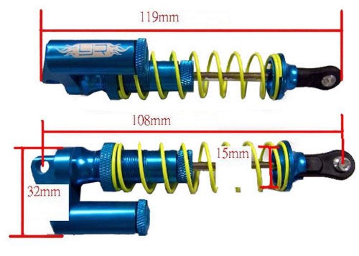 Yeah Racing DP-2002BU Alloy Damper Set Blue Traxxas T-Maxx E-Maxx - PowerHobby