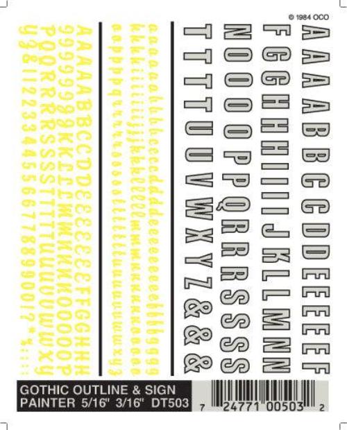 Woodland Scenics DT503Gothic Outline & Painter 5/16-3/16" Train Decal Sheet - PowerHobby