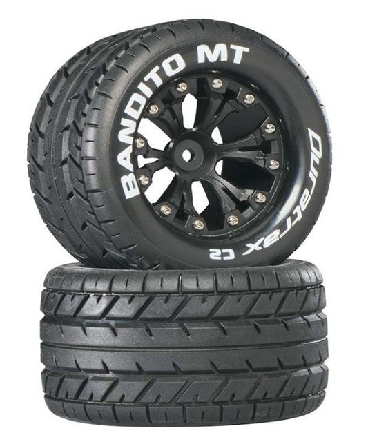 Duratrax DTXC3502 Bandito MT 2.8" 2WD Mounted Rear Tire / Wheels C2 Black (2) - PowerHobby