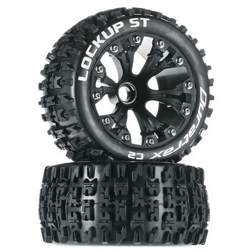 Duratrax DTXC3564 Lockup ST Mounted Front Blk Tire/Wheel Jato Stampede Rustler - PowerHobby