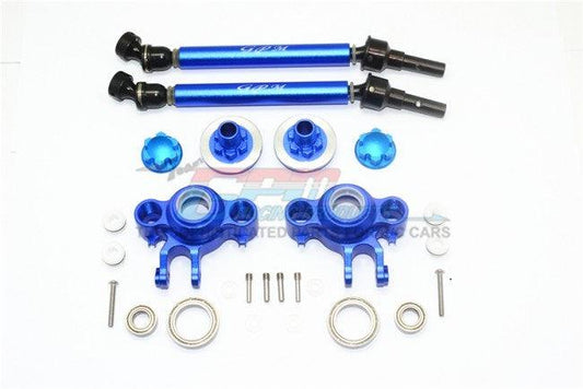 GPM ALUMINUM CVD F/R KNUCKLE ARMS WHEEL HEX CLAW WHEEL LOCK TRAXXAS REVO BLUE - PowerHobby