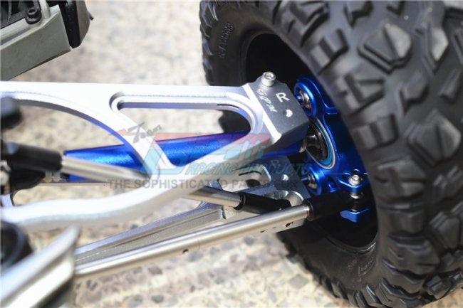 GPM ALUMINUM CVD F/R KNUCKLE ARMS WHEEL HEX CLAW WHEEL LOCK TRAXXAS REVO BLUE - PowerHobby