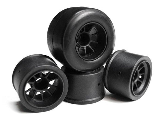 Exotek EXO1298B F104 +3mm Off Set Wheels For Shimizu Tires (4) Black - PowerHobby
