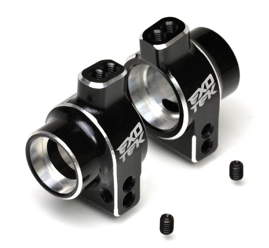 Exotek 2029 Losi 22S Rear HD Hub Set 7075 Aluminum Black and Silver - PowerHobby