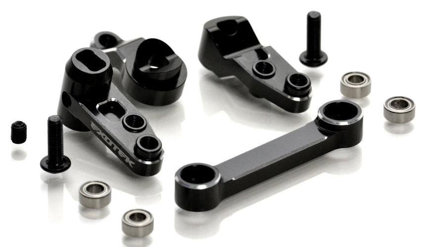 Exotek 2030 HD Steering Set Full Bearing Style 7075 Black w/ Silver Losi 22S - PowerHobby