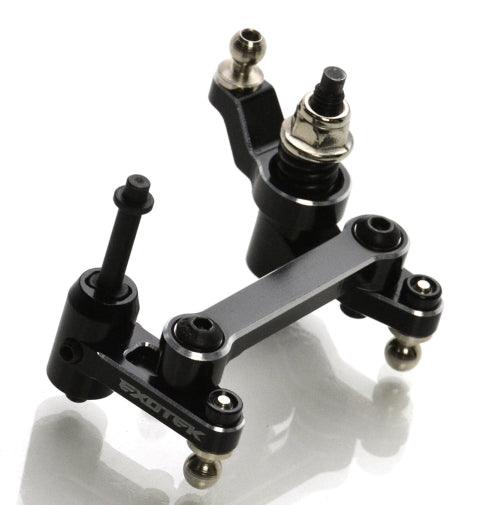 Exotek 2030 HD Steering Set Full Bearing Style 7075 Black w/ Silver Losi 22S - PowerHobby