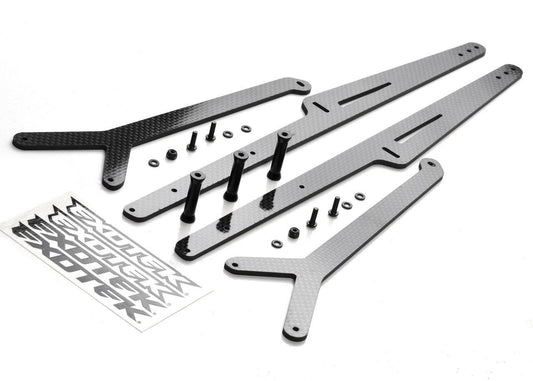 Exotek 2033 22S Ladder Wheelie Bar Set Carbon Fiber Extra Long Adjustable - PowerHobby