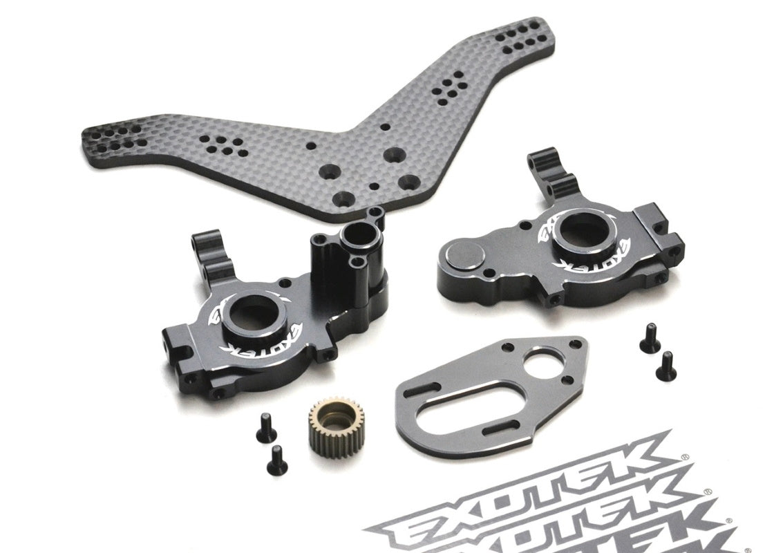 Exotek 2088 Losi 22 5.0 Alloy Drag Gear Box Set with Motor Plate & Tower - PowerHobby