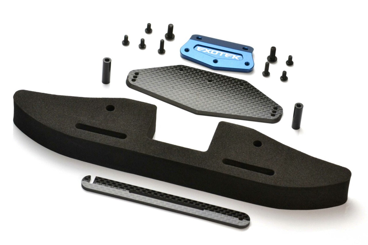 Exotek 2092 Front Bumper Set Aluminum /C arbon Fiber Traxxas Drag Slash - PowerHobby