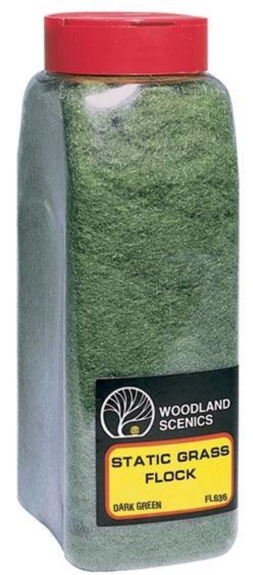 Woodland Scenics FL636 Static Grass Flock Dark Green 32 oz Train Scenery - PowerHobby