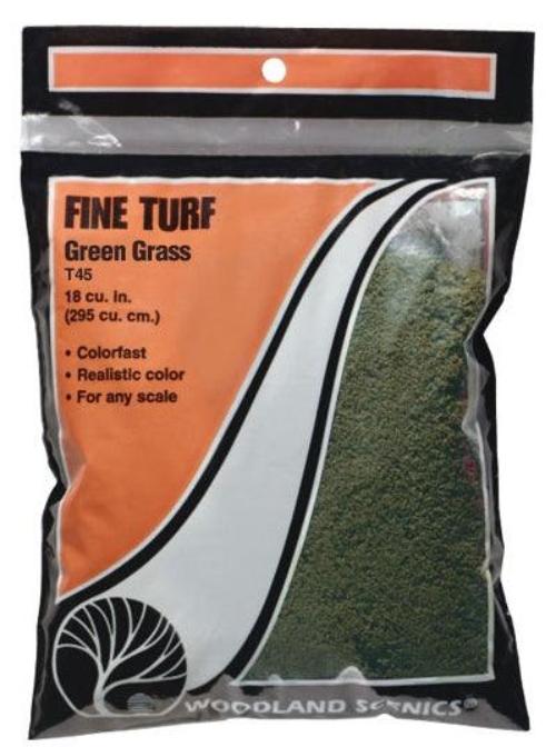 Woodland Scenics T45 Turf Fine Green Grass Bag Train Scenery - PowerHobby