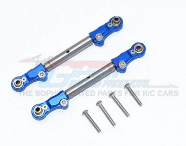 GPM Aluminum Stainless Steel Adjustable Front Steering Tie Rod Blue TRA Maxx - PowerHobby