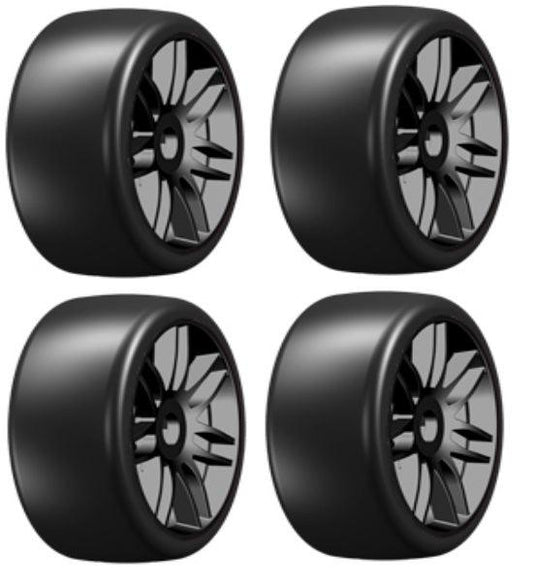 GRP GTX02-S2 GT T02 Slick S2 XSoft Mounted Belted Tires (4) 1/8 Buggy BLACK - PowerHobby