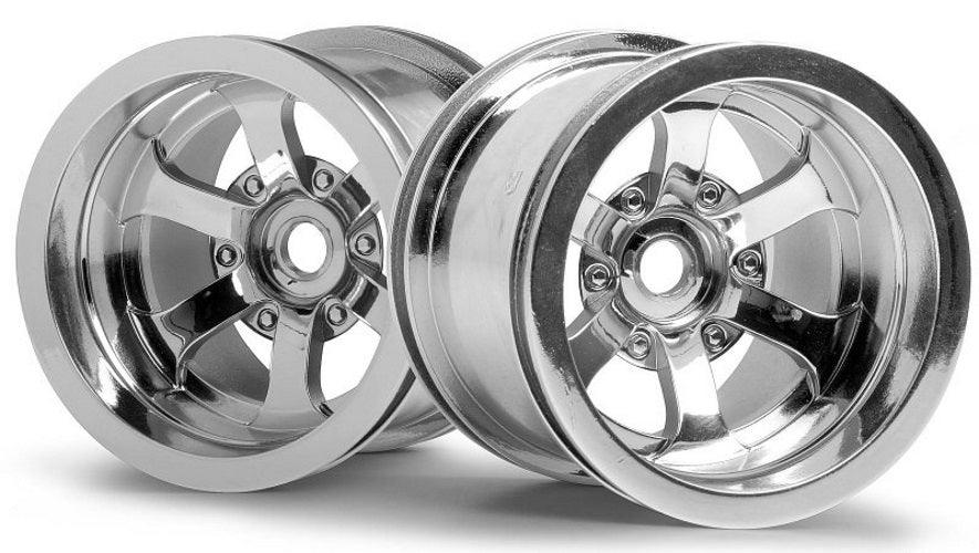 Hpi 3087 Scorch 6 Spoke Wheels Shiny Chrome (2.2in/2pieces) Firestorm 10T - PowerHobby