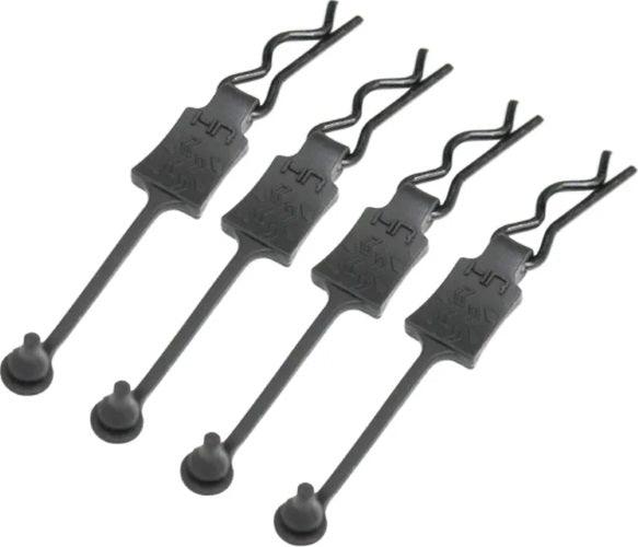 Hot Racing BWP39E01 Body Clip Retainers 1/8 Scale (4) Black - PowerHobby