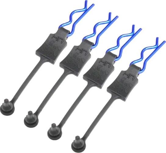 Hot Racing BWP39E06 Body Clip Retainers 1/8 Scale (4) Blue - PowerHobby