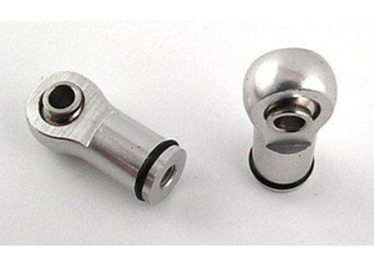 Hot Racing HRARVO154M08 SILVER BALL TYPE ALUMINUM SHOCK ENDS Traxxas Revo - PowerHobby