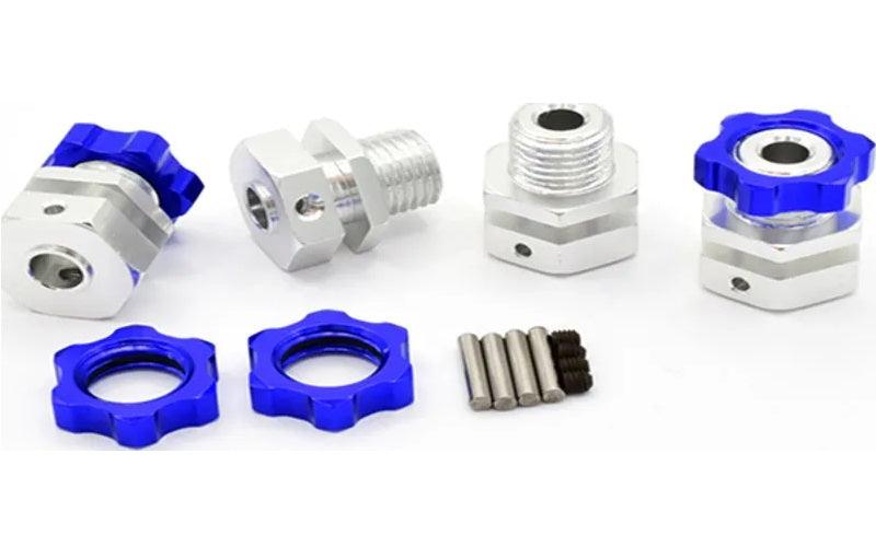 Hot Racing Aluminum +6mm 17mm Hubs Hex Serrated Nuts Traxxas E-Maxx E-Revo - PowerHobby