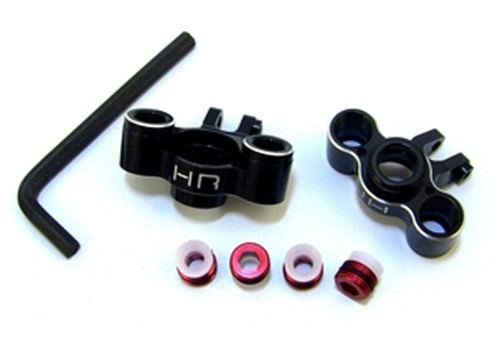 Hot Racing HRAVXS2101 BLACK ALUMINUM KNUCKLES 1/16 Traxxas Revo (RED SCREW) - PowerHobby