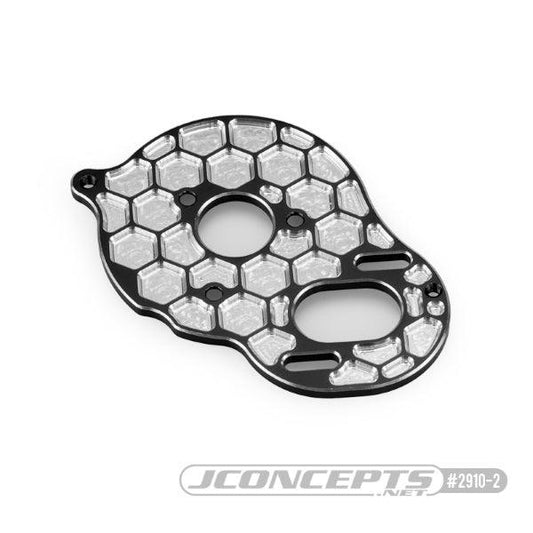 Jconcepts 2912-2 Aluminum +2mm Motor Plate Honeycomb Black Associated DR10 / SR10 - PowerHobby