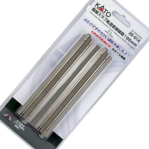 Kato 20-014 N 186mm (7 5/16") Concrete Slab Double Track Straight [2 pcs] - PowerHobby