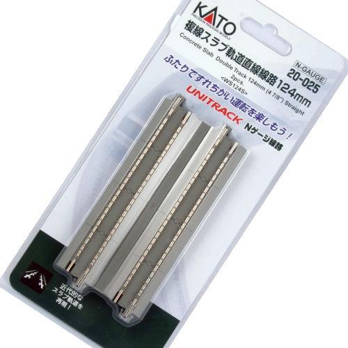 Kato 20-025 N 124mm (4 7/8") Concrete Slab Double Track Straight [2 pcs] - PowerHobby