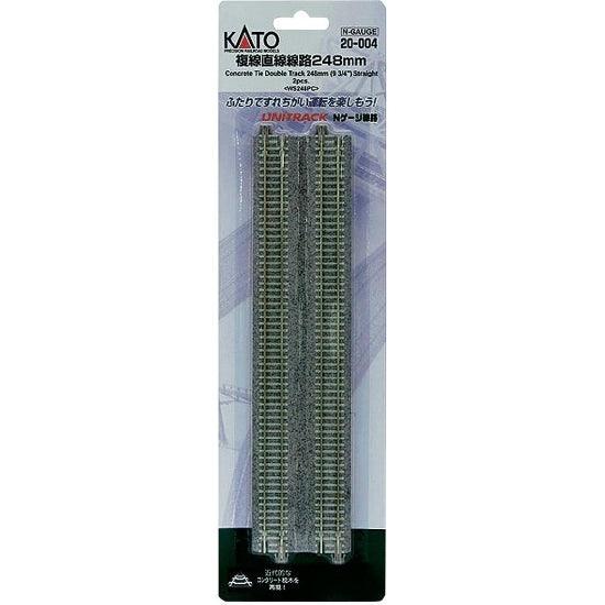 kato 20-004 N 9-3/4" Double Track Straight Concrete Ties (2) - PowerHobby