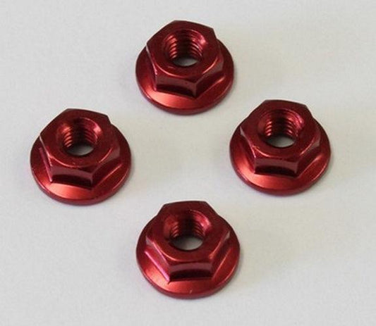Kyosho 1-N4045FA-R Nut (M4x4.5) Flanged (Aluminum/Red) - PowerHobby