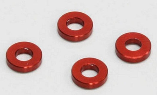 Kyosho 97042-15R Aluminum Collar (3x6.5x1.5mm /Red /4Pieces) - PowerHobby