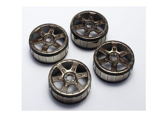 Kyosho IFH005BC Black Chrome 6-Spoke 1/8 Wheel Set (4) Inferno NEO 2.0 - PowerHobby