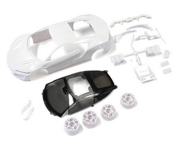 Kyosho MZN186 Honda NSX White Body Set/Wheels For MM (Mid Motor) Mini-Z MR-03 - PowerHobby