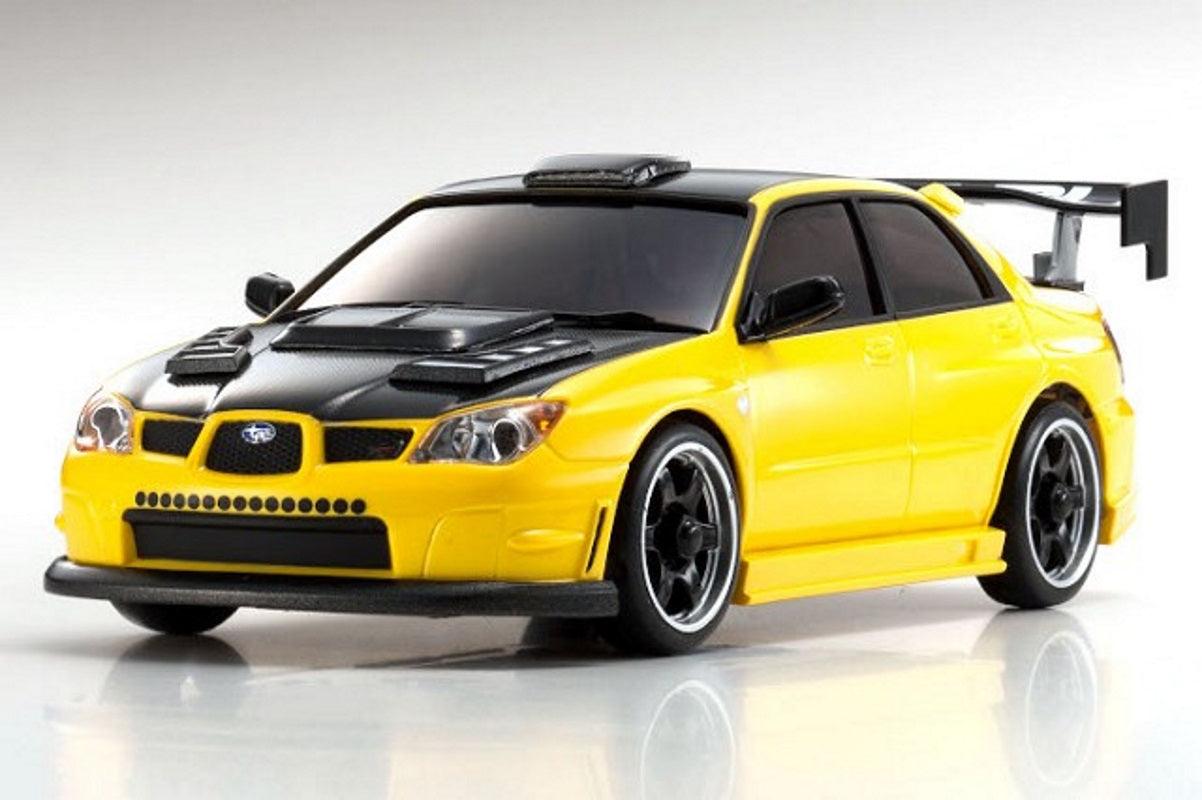 Kyosho ASC MA-020 Subaru Impreza Aero Kit CFRP Hood Metallic Yellow Mini-Z Body - PowerHobby